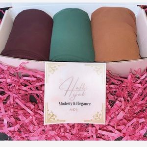 The bamboo set consist of 3 chiffon hijabs